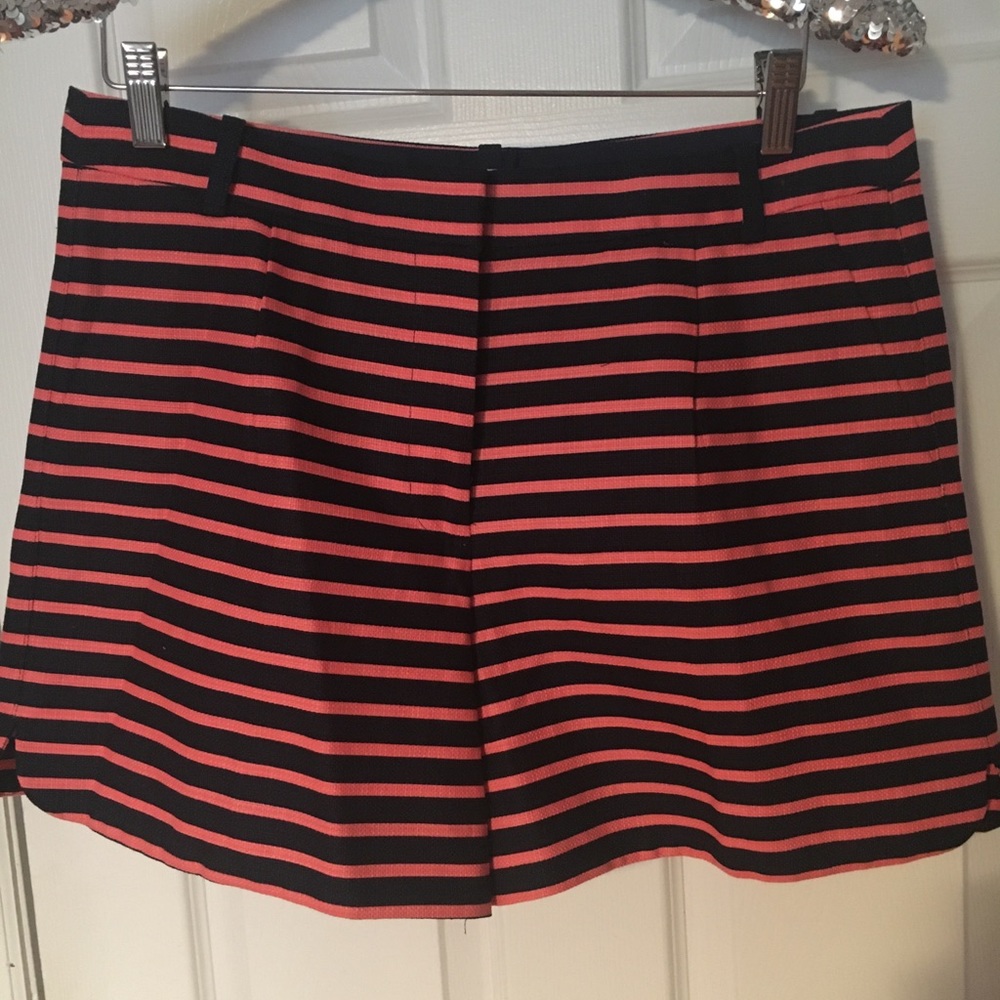 J. Crew Factory Coral /Navy Striped Shorts